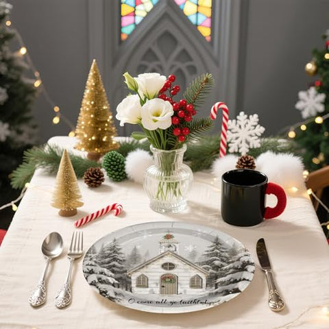 50 Pcs Christmas Church Party Paper Plates - Grencian