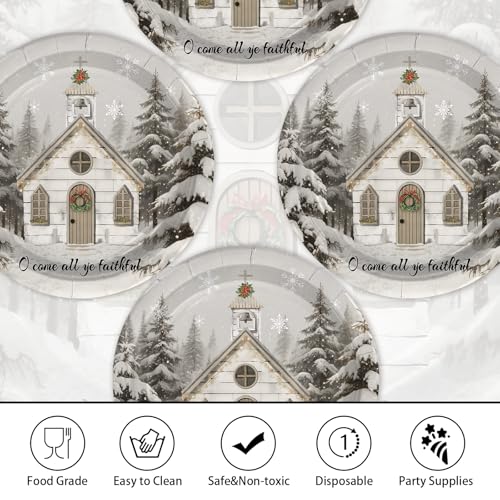 50 Pcs Christmas Church Party Paper Plates - Grencian