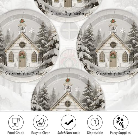 50 Pcs Christmas Church Party Paper Plates - Grencian