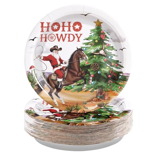50 Pcs Christmas Cowboy Party Paper Plates - Grencian