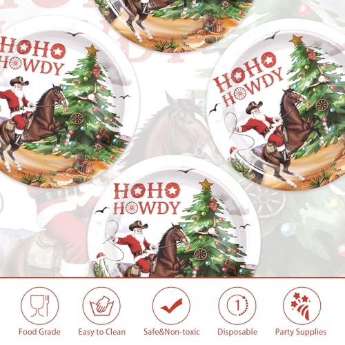 50 Pcs Christmas Cowboy Party Paper Plates - Grencian