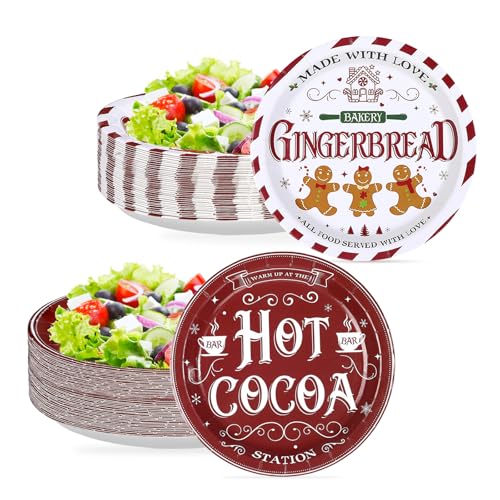 50 Pcs Christmas Gingerbread Party Paper Plates - Grencian