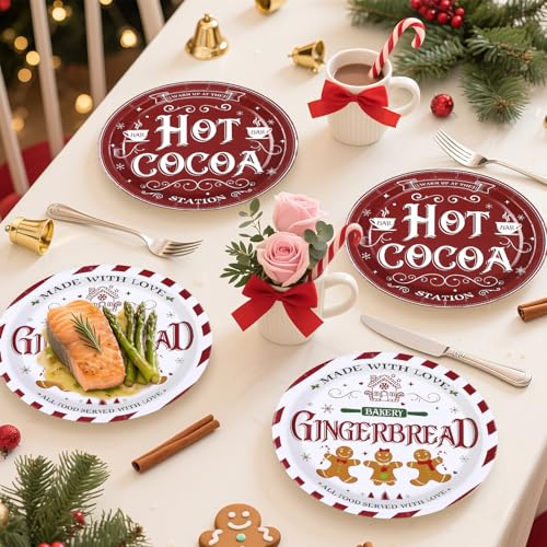 50 Pcs Christmas Gingerbread Party Paper Plates - Grencian