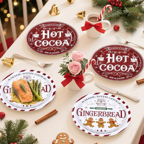 50 Pcs Christmas Gingerbread Party Paper Plates - Grencian