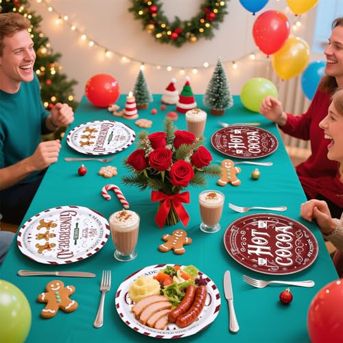 50 Pcs Christmas Gingerbread Party Paper Plates - Grencian