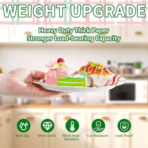 50 Pcs Christmas Gingham Party Paper Plates - Grencian