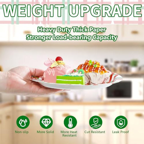 50 Pcs Christmas Gingham Party Paper Plates - Grencian