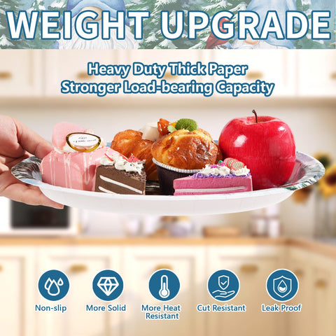 50 Pcs Christmas Gnomes Oval Paper Plates - Grencian