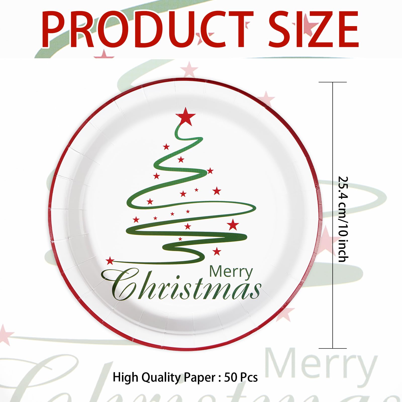 50 Pcs Christmas Green Tree Party Paper Plates - Grencian