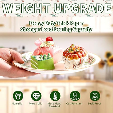 50 Pcs Christmas Holly Leaves Party Paper Plates
