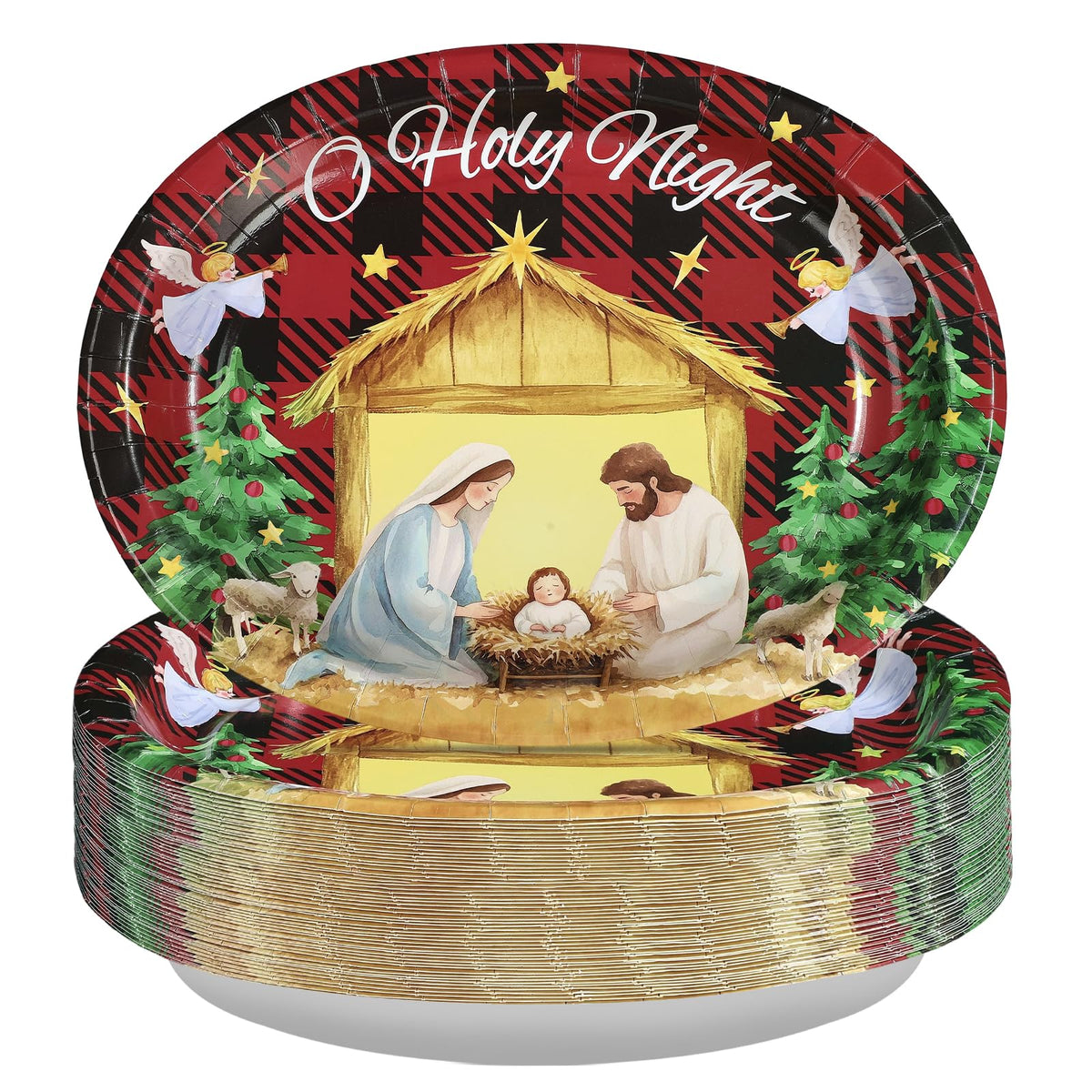 50 Pcs Christmas Jesus Oval Paper Plates - Grencian