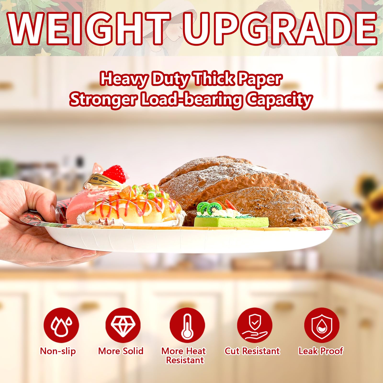 50 Pcs Christmas Jesus Oval Paper Plates - Grencian