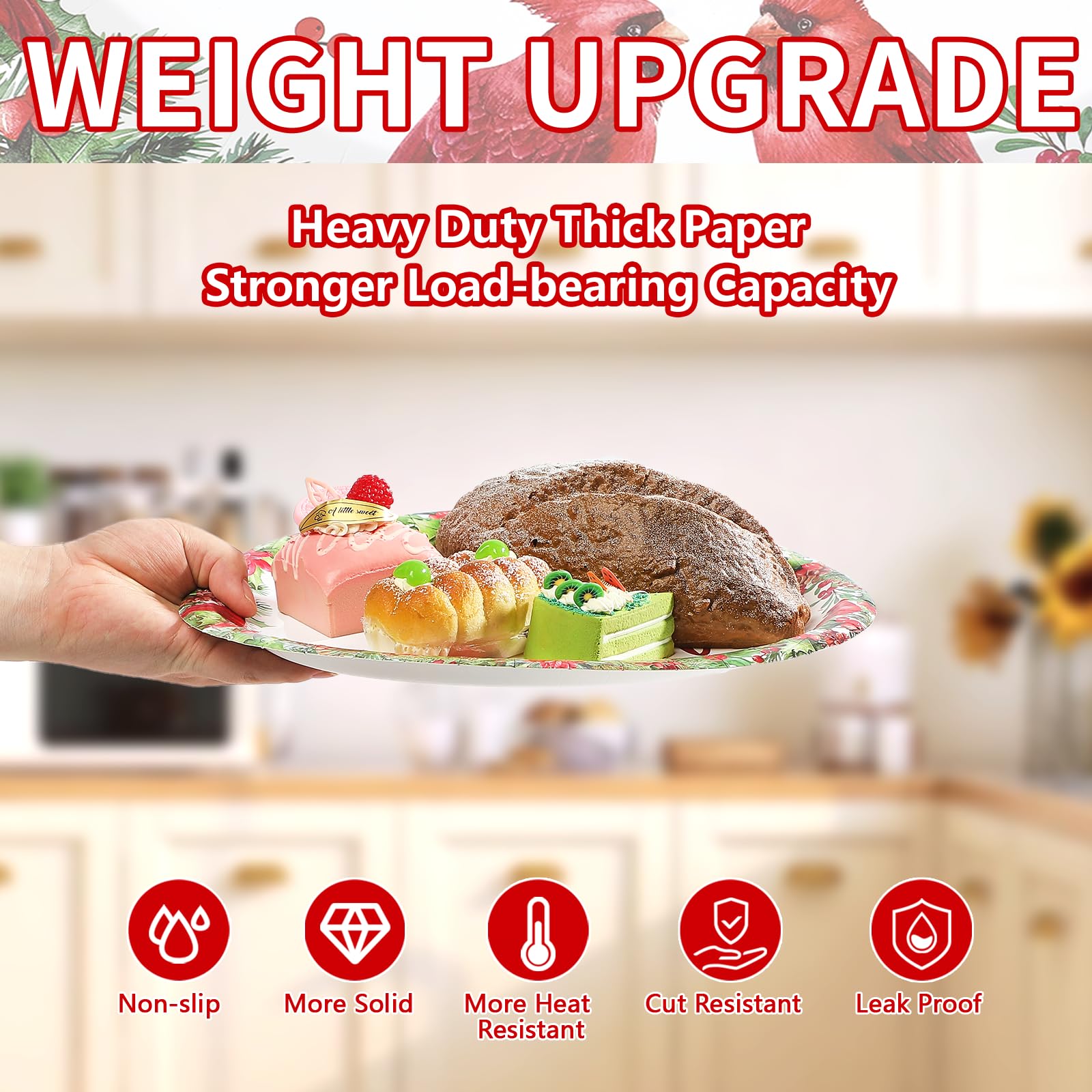 50 Pcs Christmas Joy Oval Paper Plates - Grencian