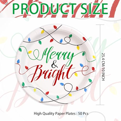 50 Pcs Christmas Light Bulb Party Paper Plates - Grencian