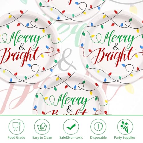 50 Pcs Christmas Light Bulb Party Paper Plates - Grencian