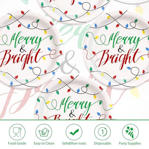 50 Pcs Christmas Light Bulb Party Paper Plates - Grencian
