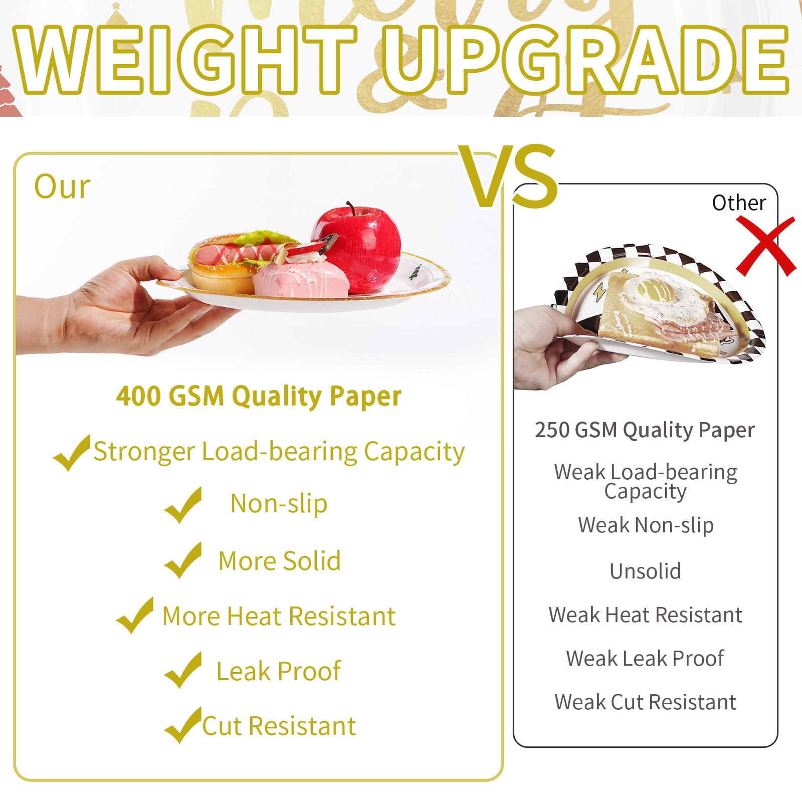 50 Pcs Christmas Merry and Bright Party Paper Plates - Grencian