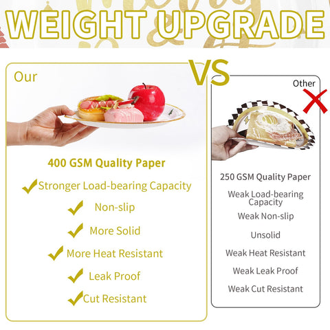 50 Pcs Christmas Merry and Bright Party Paper Plates - Grencian