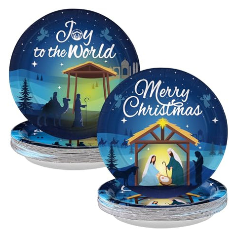 50 Pcs Christmas Nativity Party Paper Plates - Grencian