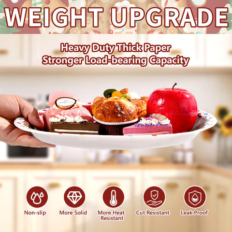 50 Pcs Christmas Red Gingerbread Man Oval Paper Plates - Grencian