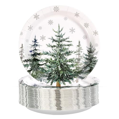 50 Pcs Christmas Tree Party Paper Plates - Grencian