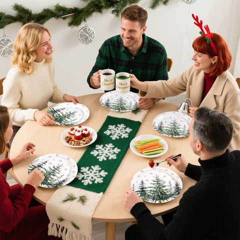 50 Pcs Christmas Tree Party Paper Plates - Grencian