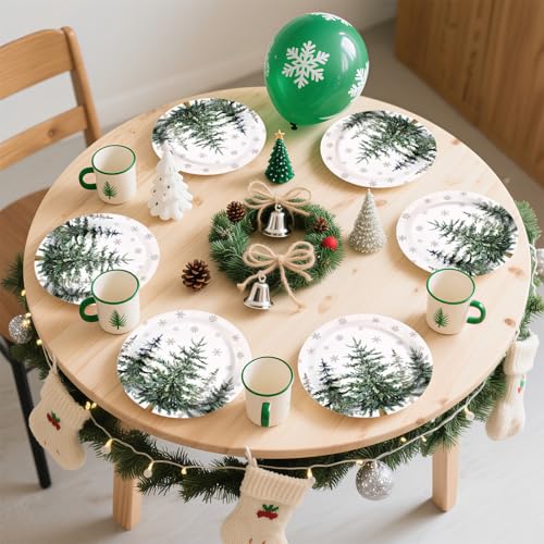 50 Pcs Christmas Tree Party Paper Plates - Grencian