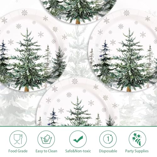 50 Pcs Christmas Tree Party Paper Plates - Grencian