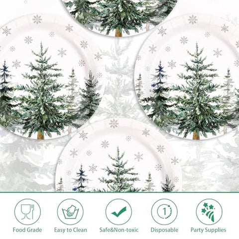 50 Pcs Christmas Tree Party Paper Plates - Grencian