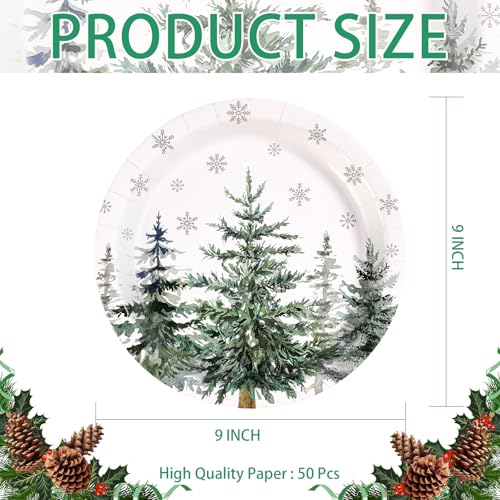 50 Pcs Christmas Tree Party Paper Plates - Grencian
