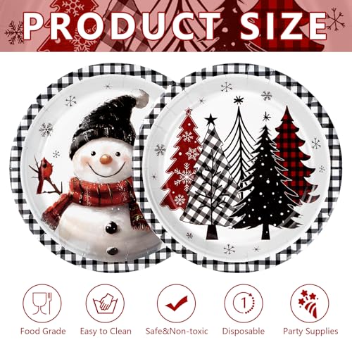 50 Pcs Christmas Trees Snowman Party Paper Plates - Grencian