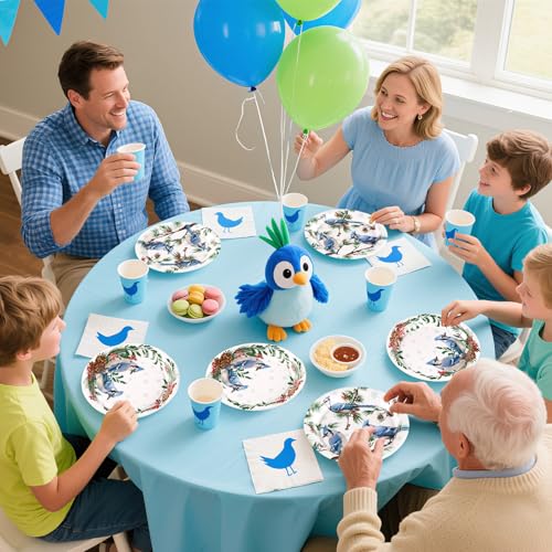 50 Pcs Christmas Winter Blue Jay Party Paper Plates - Grencian