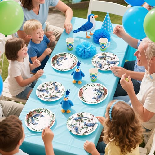 50 Pcs Christmas Winter Blue Jay Party Paper Plates - Grencian