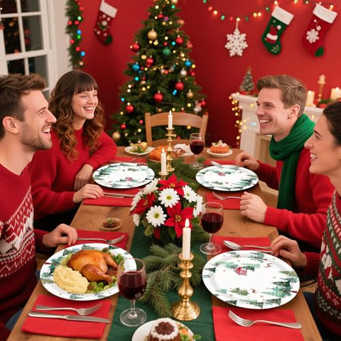 50 Pcs Christmas Winter Party Paper Plates - Grencian