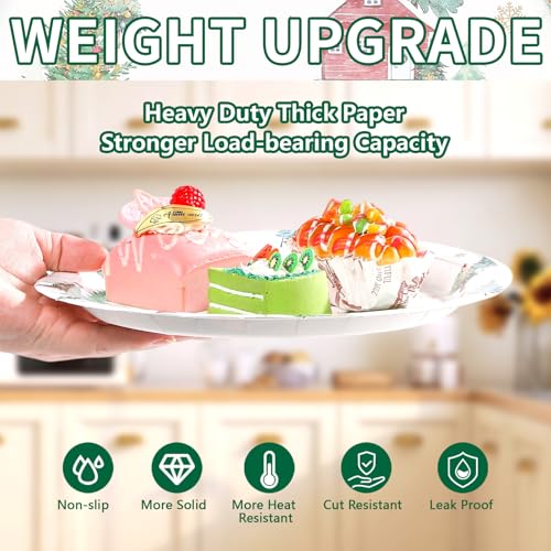 50 Pcs Christmas Winter Party Paper Plates - Grencian