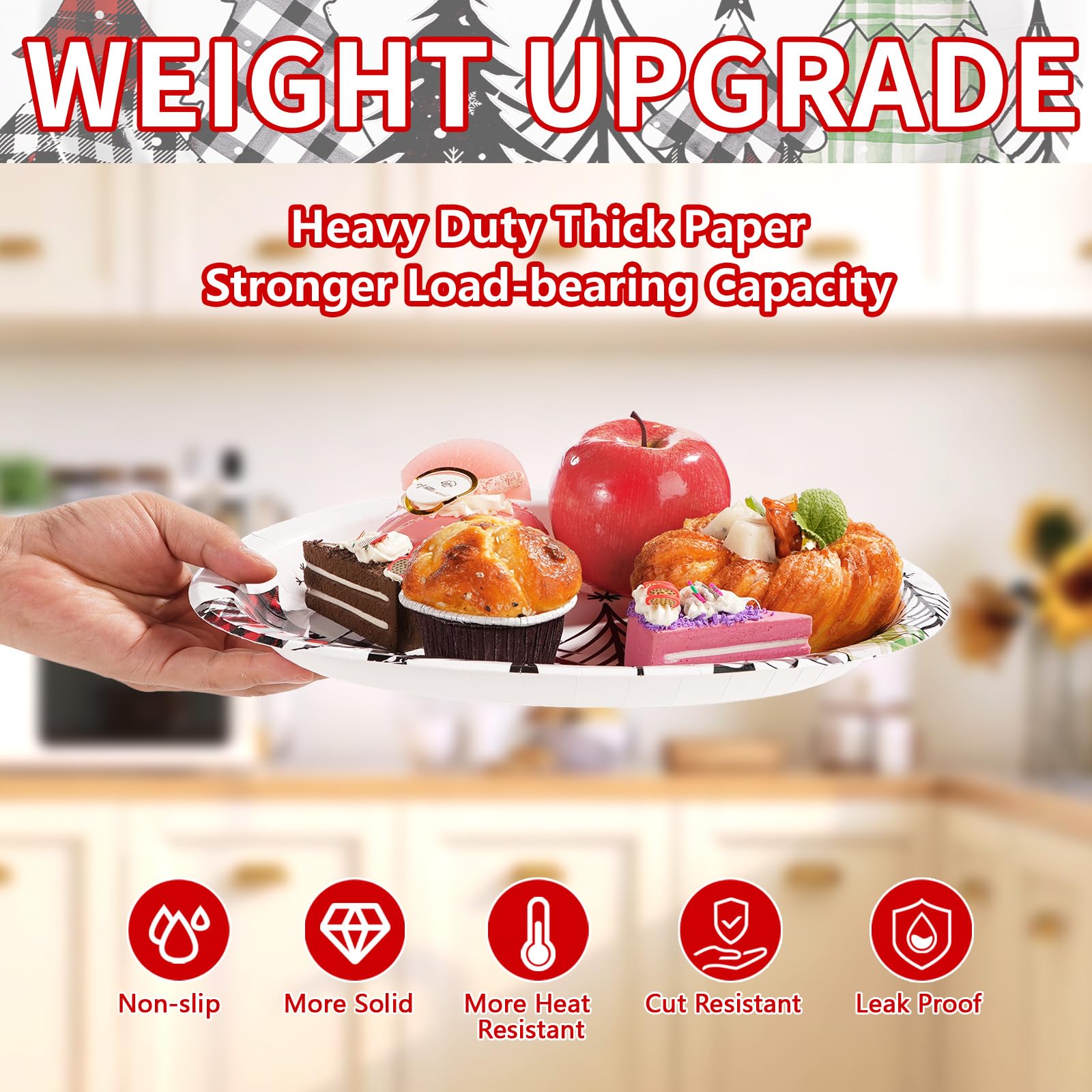 50 Pcs Colorful Xmas Tree Oval Paper Plates - Grencian