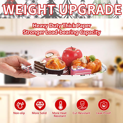 50 Pcs Colorful Xmas Tree Oval Paper Plates - Grencian