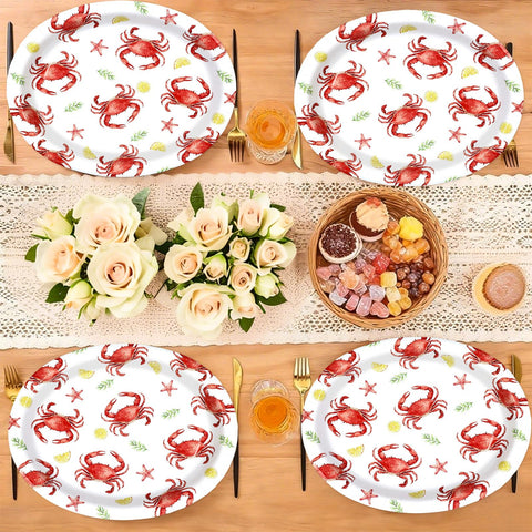 50 Pcs Crab Lemon Oval Paper Plates - Grencian