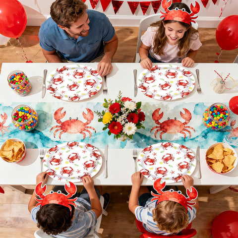 50 Pcs Crab Lemon Oval Paper Plates - Grencian