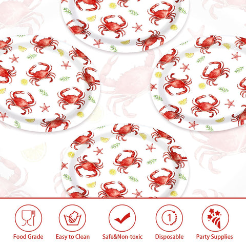 50 Pcs Crab Lemon Oval Paper Plates - Grencian