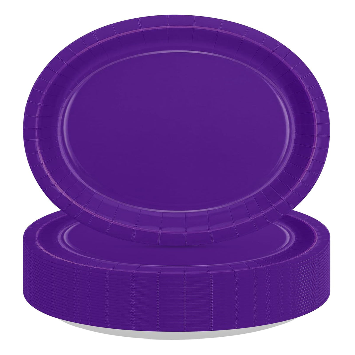50 Pcs Dark Purple Oval Paper Plates - Grencian