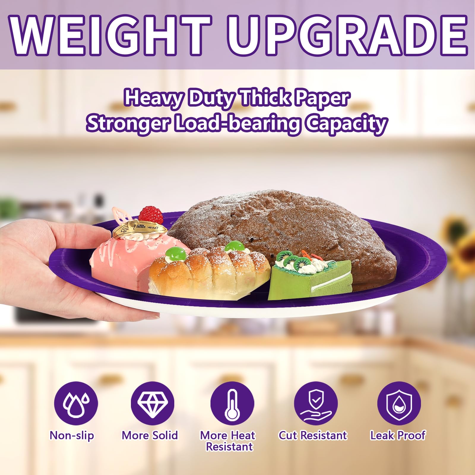 50 Pcs Dark Purple Oval Paper Plates - Grencian