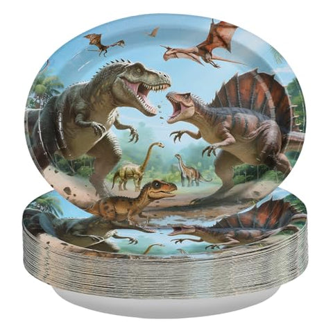 50 Pcs Dinosaur Oval Party Paper Plates - Grencian