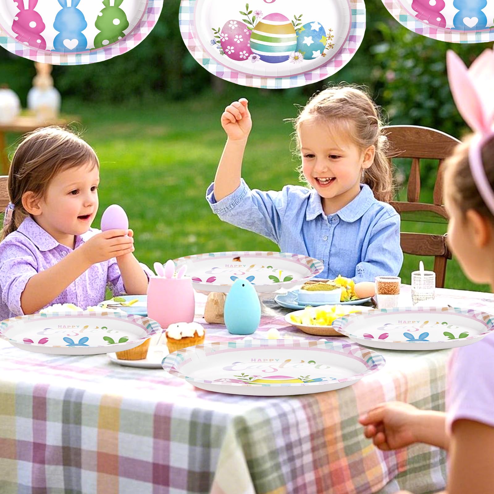 50 Pcs Easter Bunny Egg Oval Paper Plates - Grencian