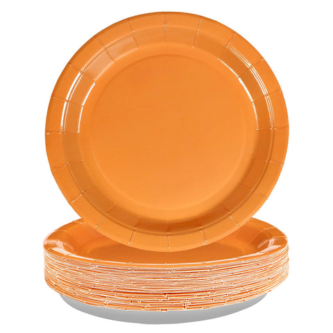 50 Pcs Fall Orange Party Paper Plates - Grencian