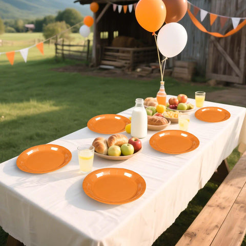 50 Pcs Fall Orange Party Paper Plates - Grencian