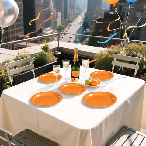 50 Pcs Fall Orange Party Paper Plates - Grencian
