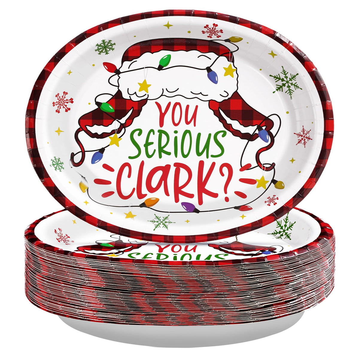 50 Pcs Funny Christmas Oval Paper Plates - Grencian