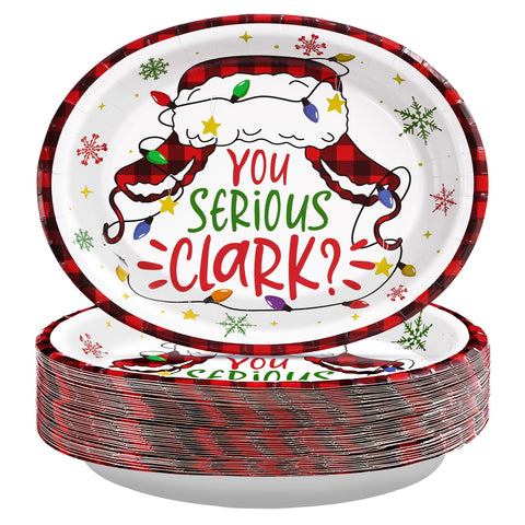 50 Pcs Funny Christmas Oval Paper Plates - Grencian