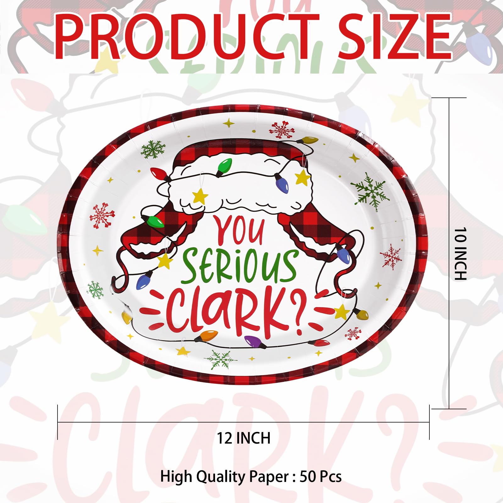 50 Pcs Funny Christmas Oval Paper Plates - Grencian
